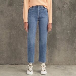 Levi's Ribcage Straight Ankle High-Rise Straight Leg Jeans - Medium Blue Wash